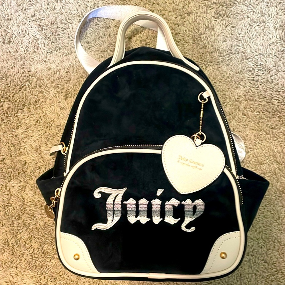 Juicy Couture multi textured backpack in black and tan